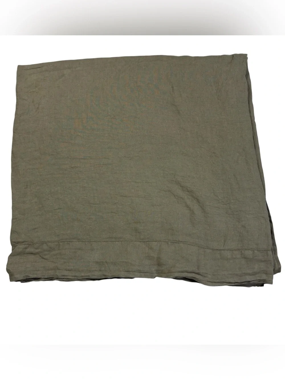 The Citizenry 100% French Linen Stonewashed Flat Olive Green Sheet King